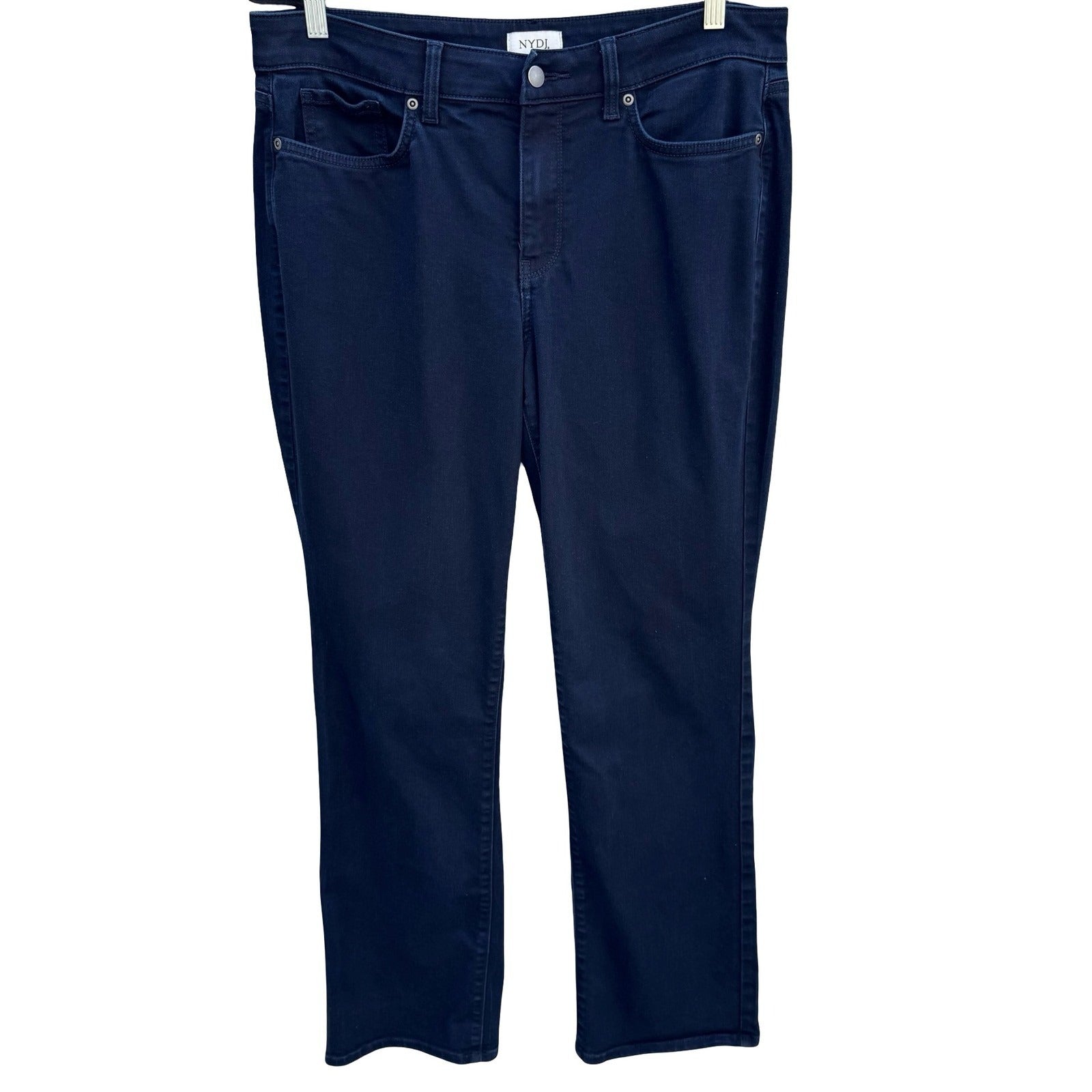 NYDJ Womens Dark Wash Straight Leg Shaping Jeans Lift Tuck Technology Blue 12