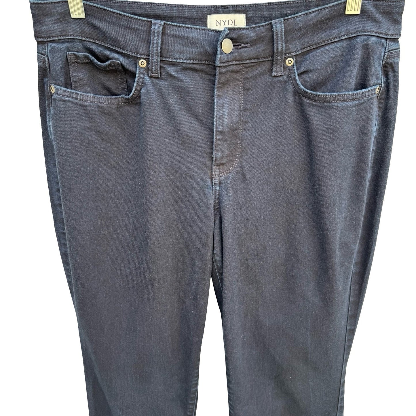 NYDJ Womens Dark Wash Straight Leg Shaping Jeans Lift Tuck Technology Blue 12