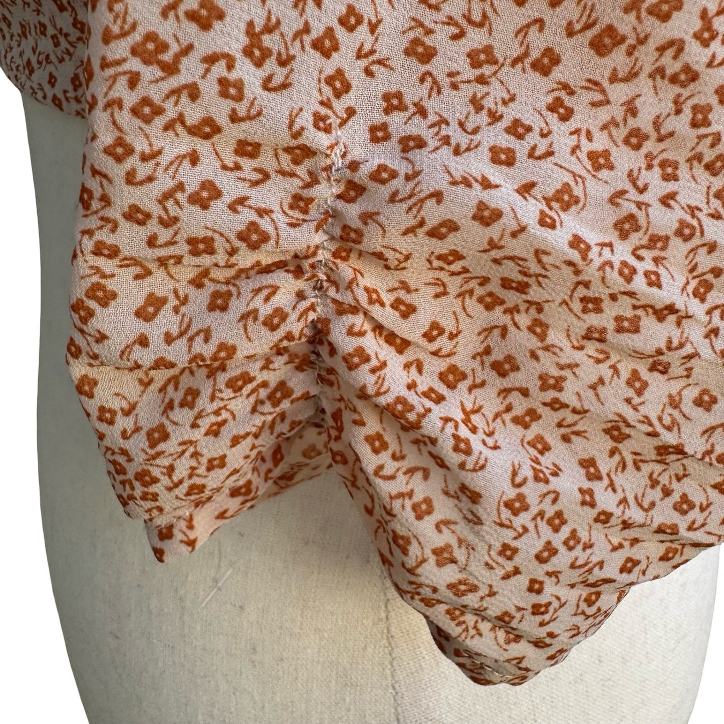 Cotton Candy LA Coquette Dainty Floral Mock Neck Open Back Tie Crop Top Orange S