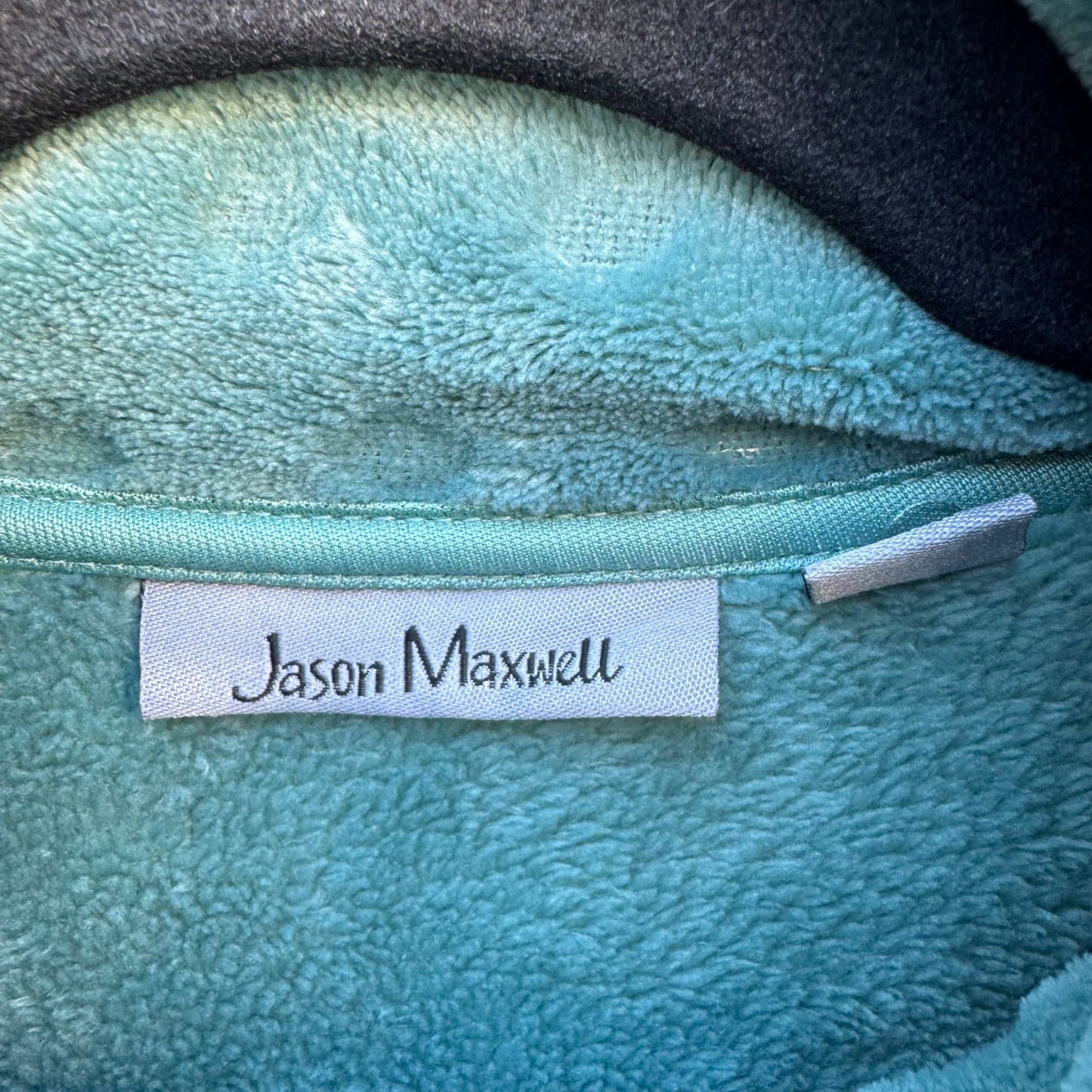 Jason Maxwell Womens Aqua Textured Fuzzy Fleece Polka Dot Zip-Up Jacket M Cozy