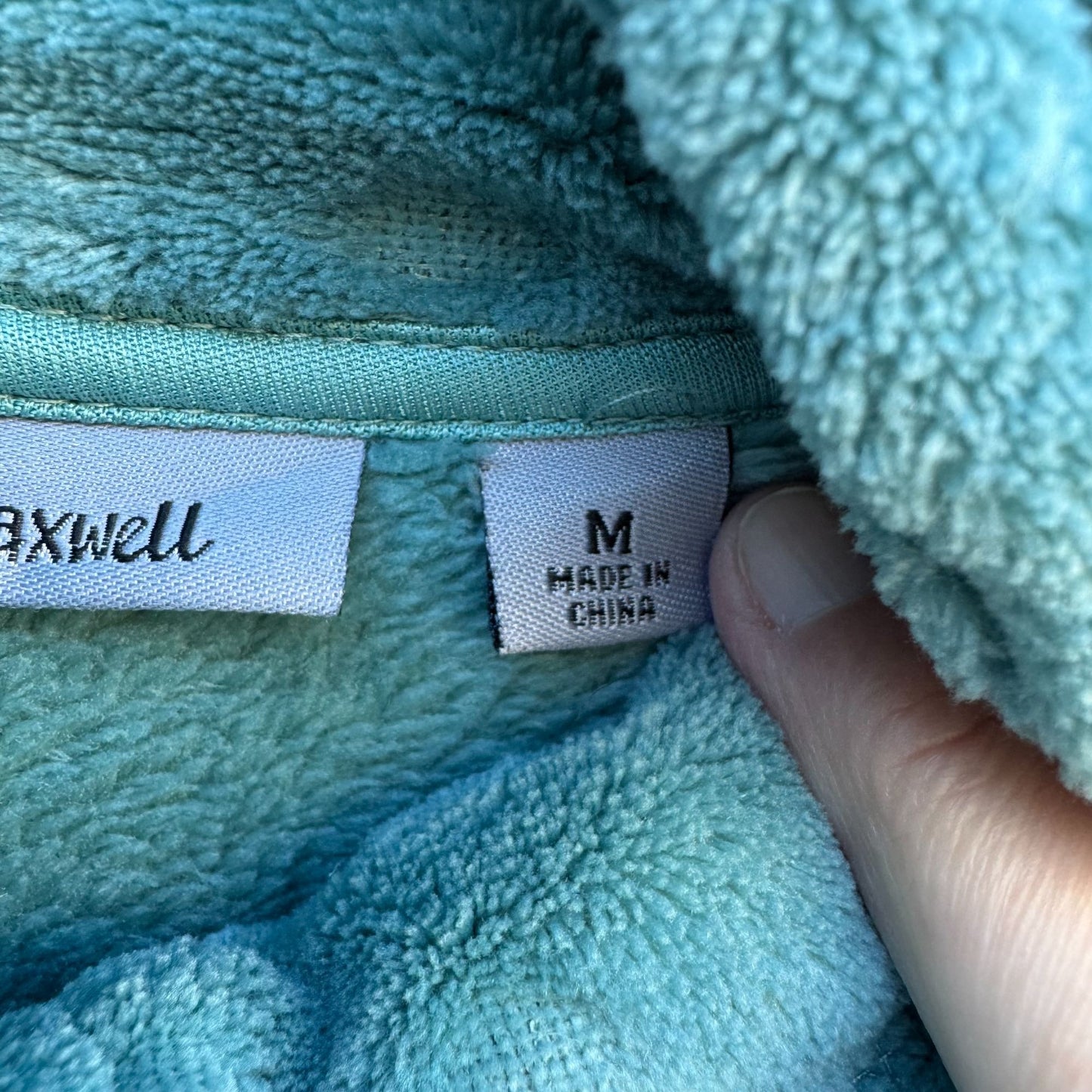 Jason Maxwell Womens Aqua Textured Fuzzy Fleece Polka Dot Zip-Up Jacket M Cozy