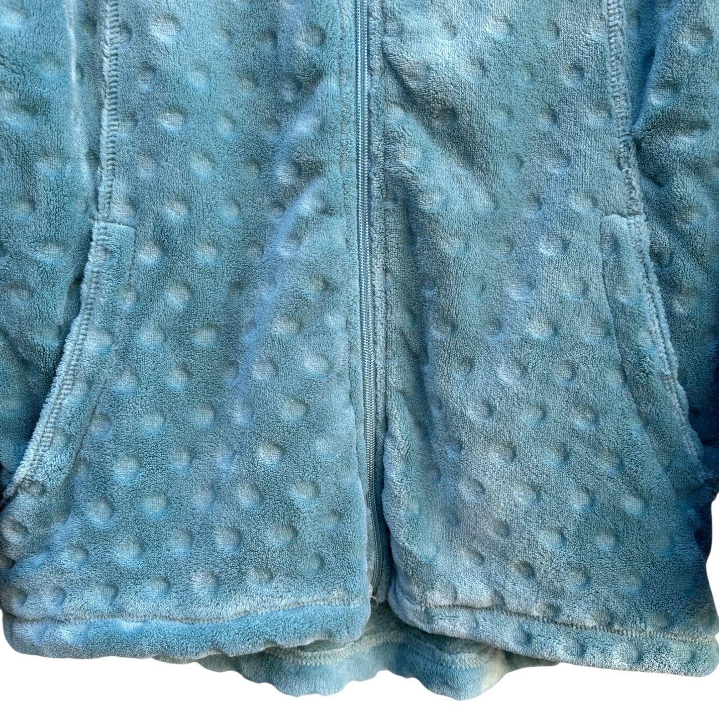 Jason Maxwell Womens Aqua Textured Fuzzy Fleece Polka Dot Zip-Up Jacket M Cozy