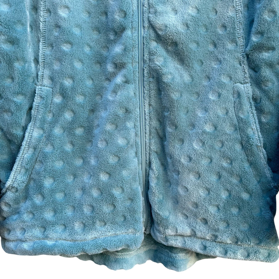 Jason Maxwell Womens Aqua Textured Fuzzy Fleece Polka Dot Zip-Up Jacket M Cozy