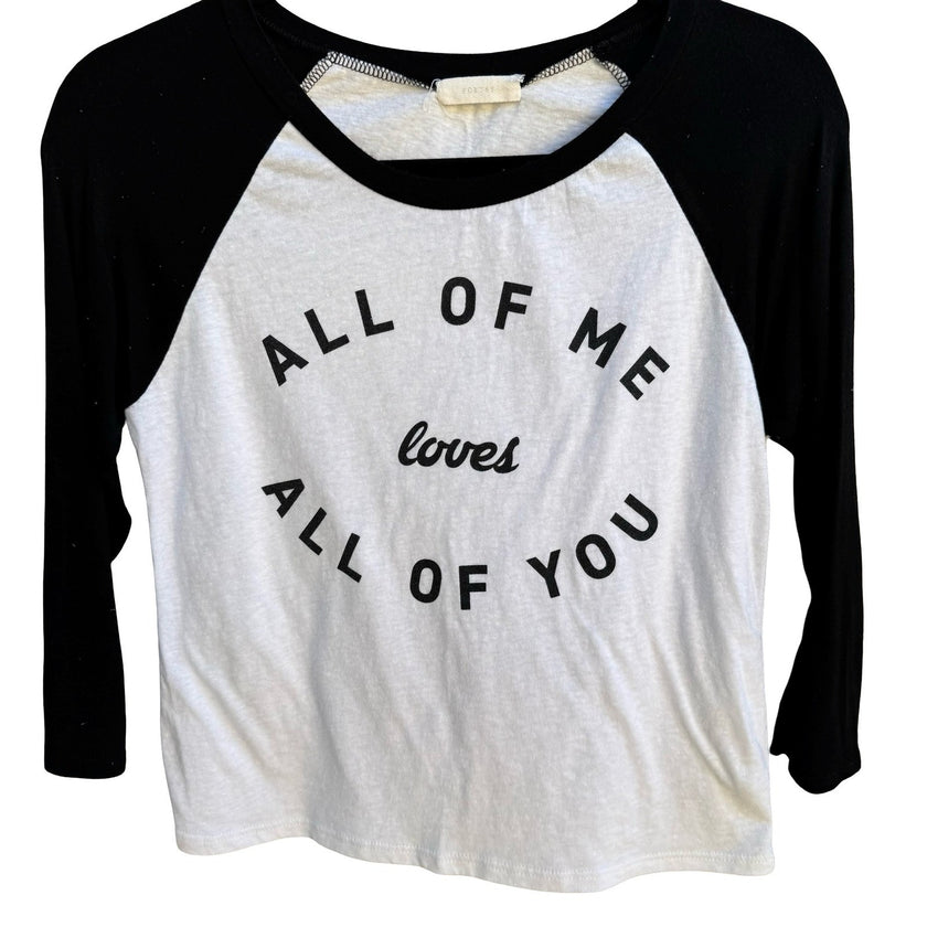 Poetry All Of Me Loves All Of You Raglan Baseball Tee Soft Girl White Womens M