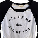 Switch Poetry All Of Me Loves All Of You Raglan Baseball Tee Soft Girl White Womens M 3 image