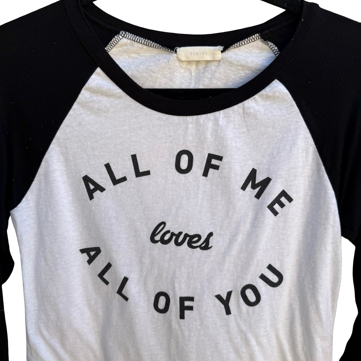 Poetry All Of Me Loves All Of You Raglan Baseball Tee Soft Girl White Womens M