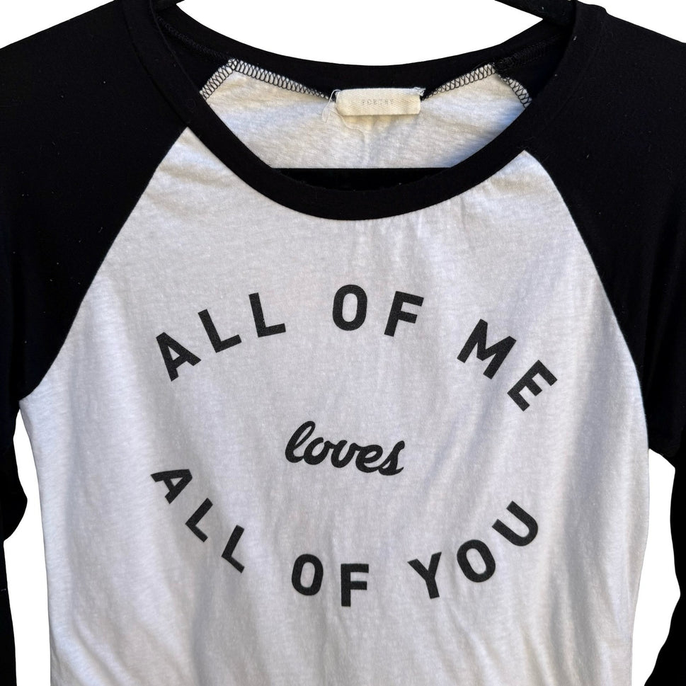 Poetry All Of Me Loves All Of You Raglan Baseball Tee Soft Girl White Womens M