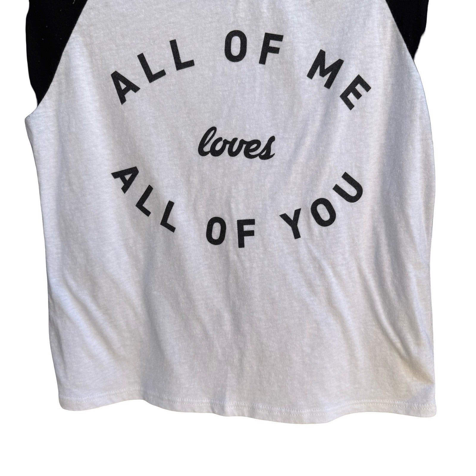 Poetry All Of Me Loves All Of You Raglan Baseball Tee Soft Girl White Womens M
