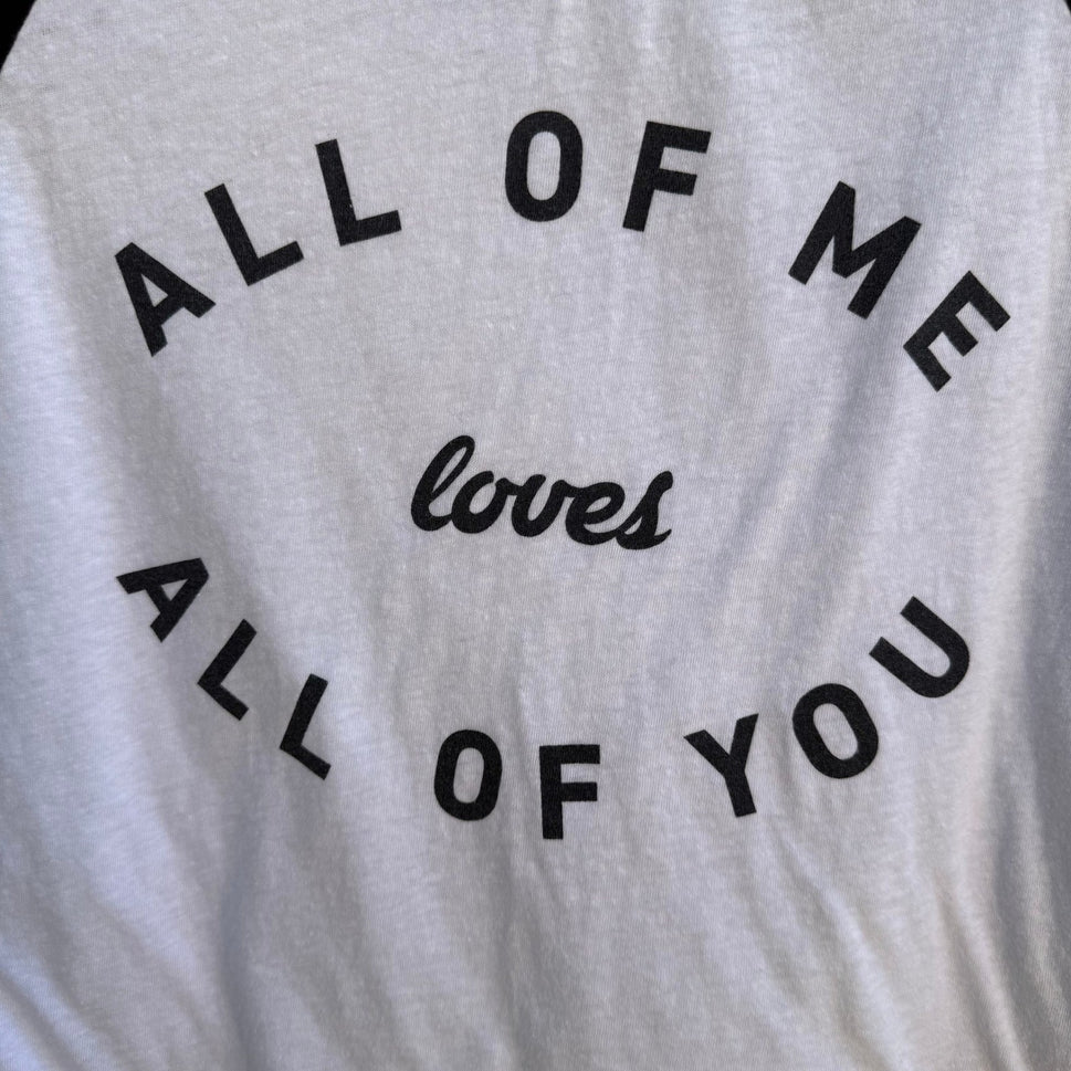Poetry All Of Me Loves All Of You Raglan Baseball Tee Soft Girl White Womens M