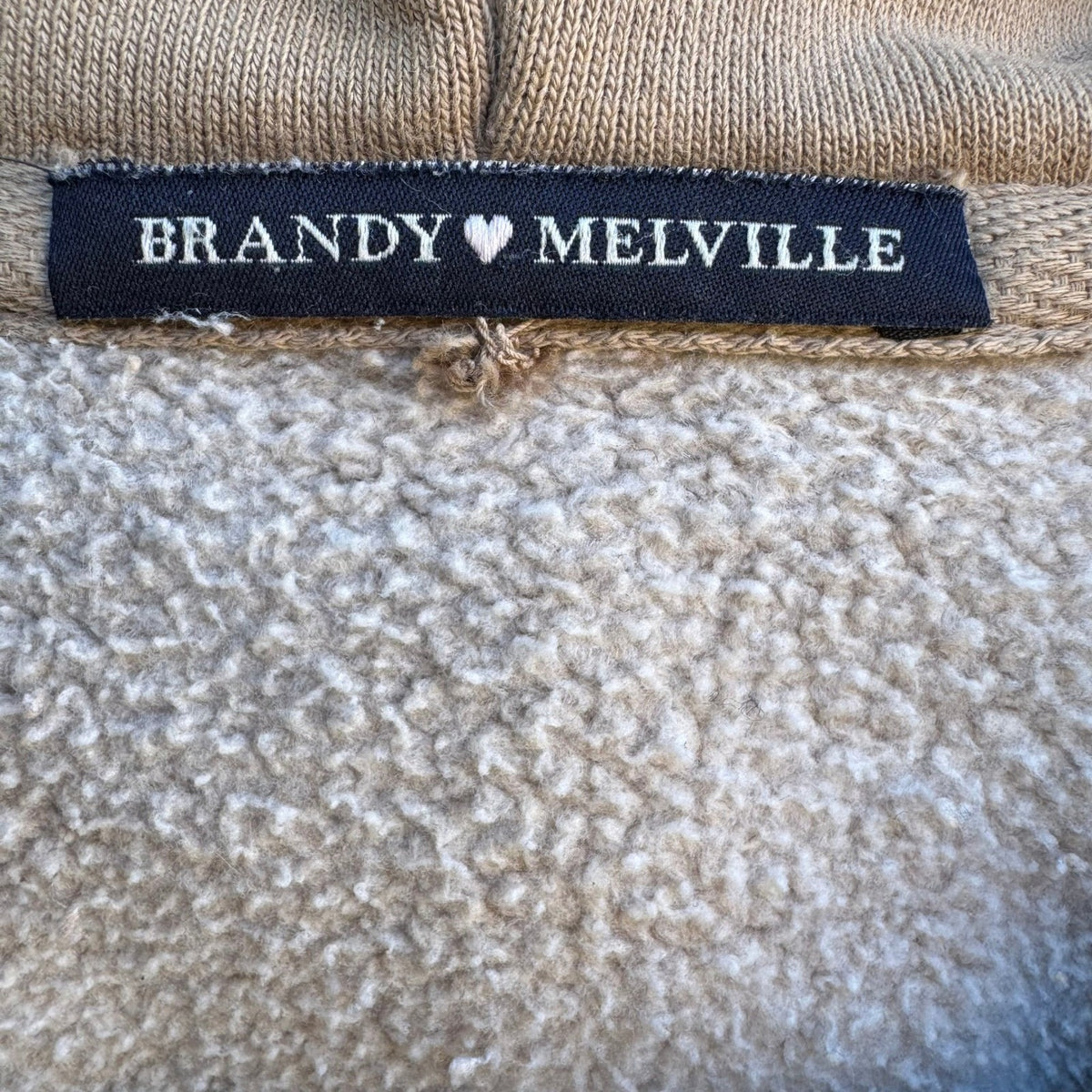 Brandy Melville Y2K Christy Clean Girl Oversized Zip Up Hoodie Tan Womens OS