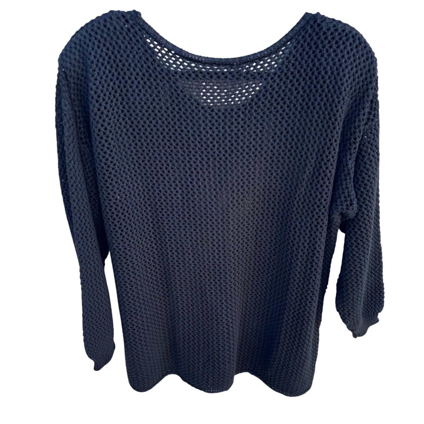 Vintage 80s Oversized Womens Black Goth Alternative Knit Sweater Top Fishnet L