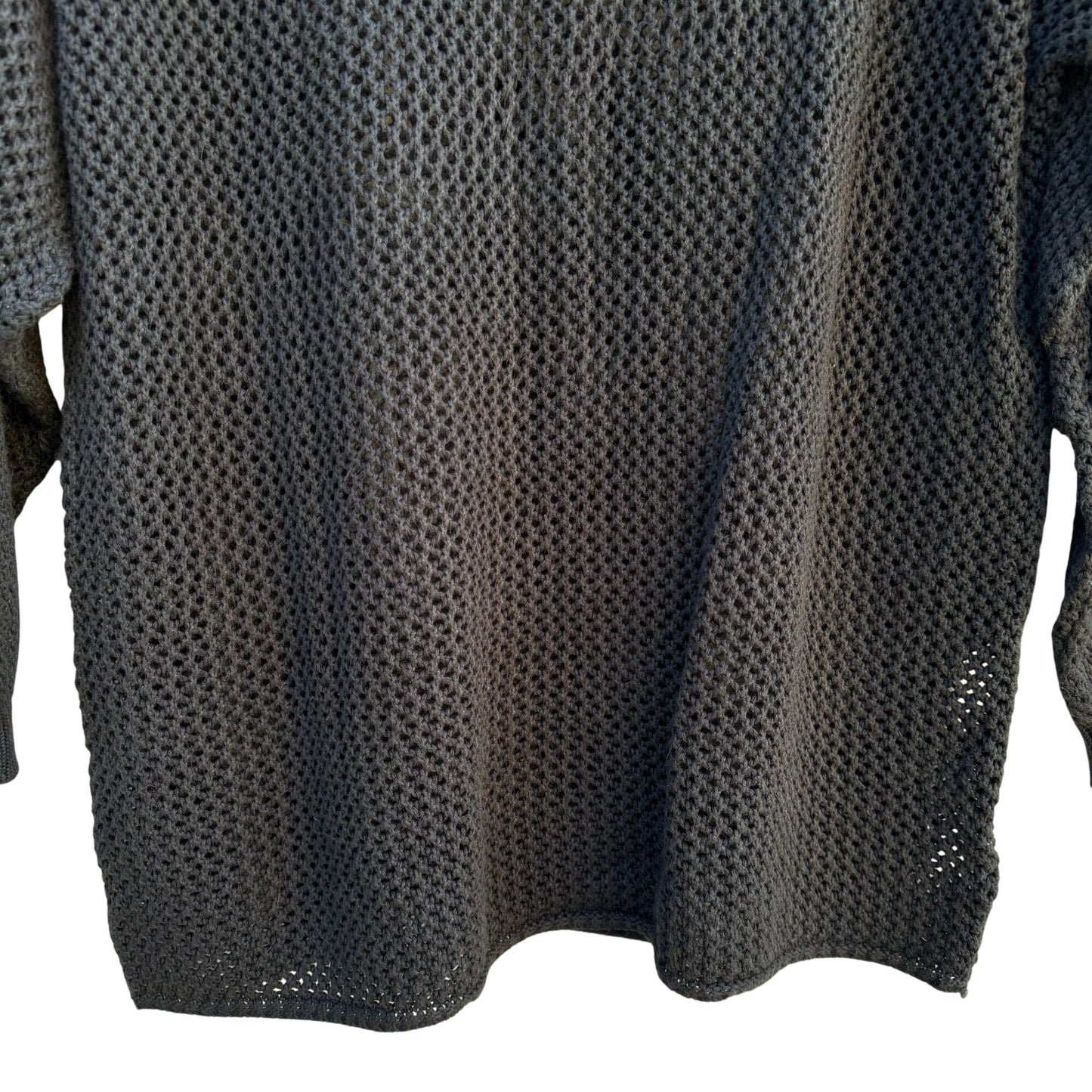 Vintage 80s Oversized Womens Black Goth Alternative Knit Sweater Top Fishnet L