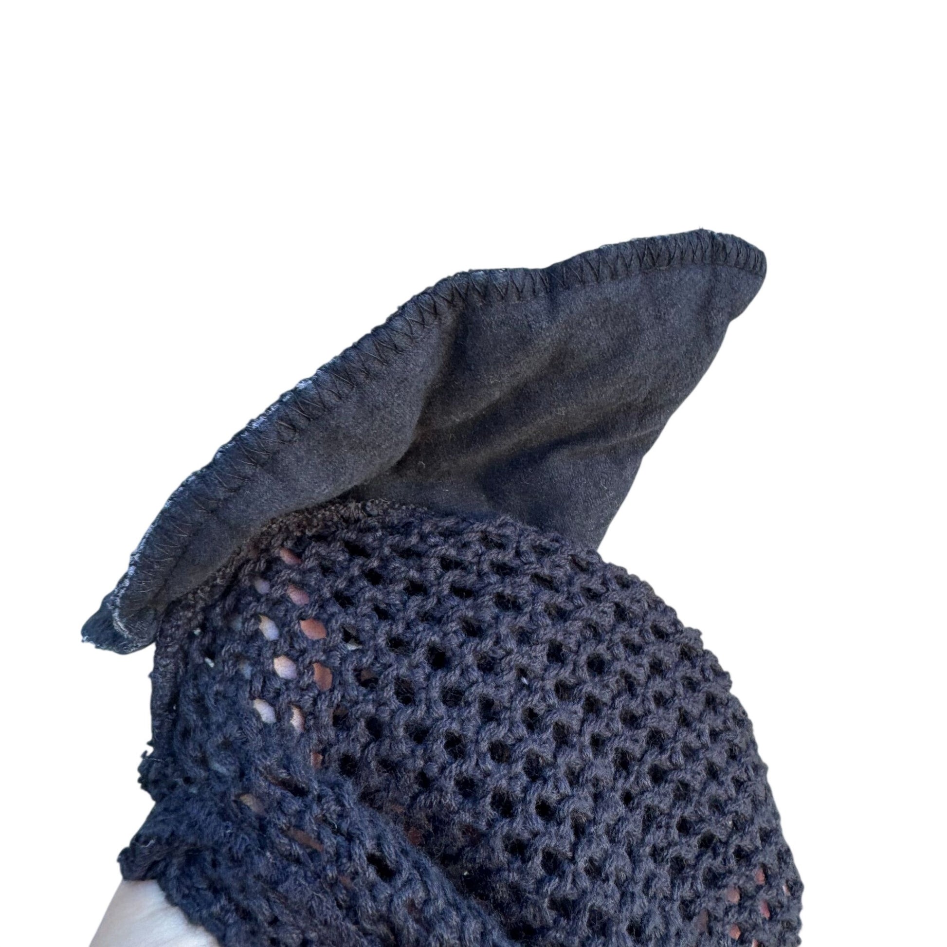 Vintage 80s Oversized Womens Black Goth Alternative Knit Sweater Top Fishnet L