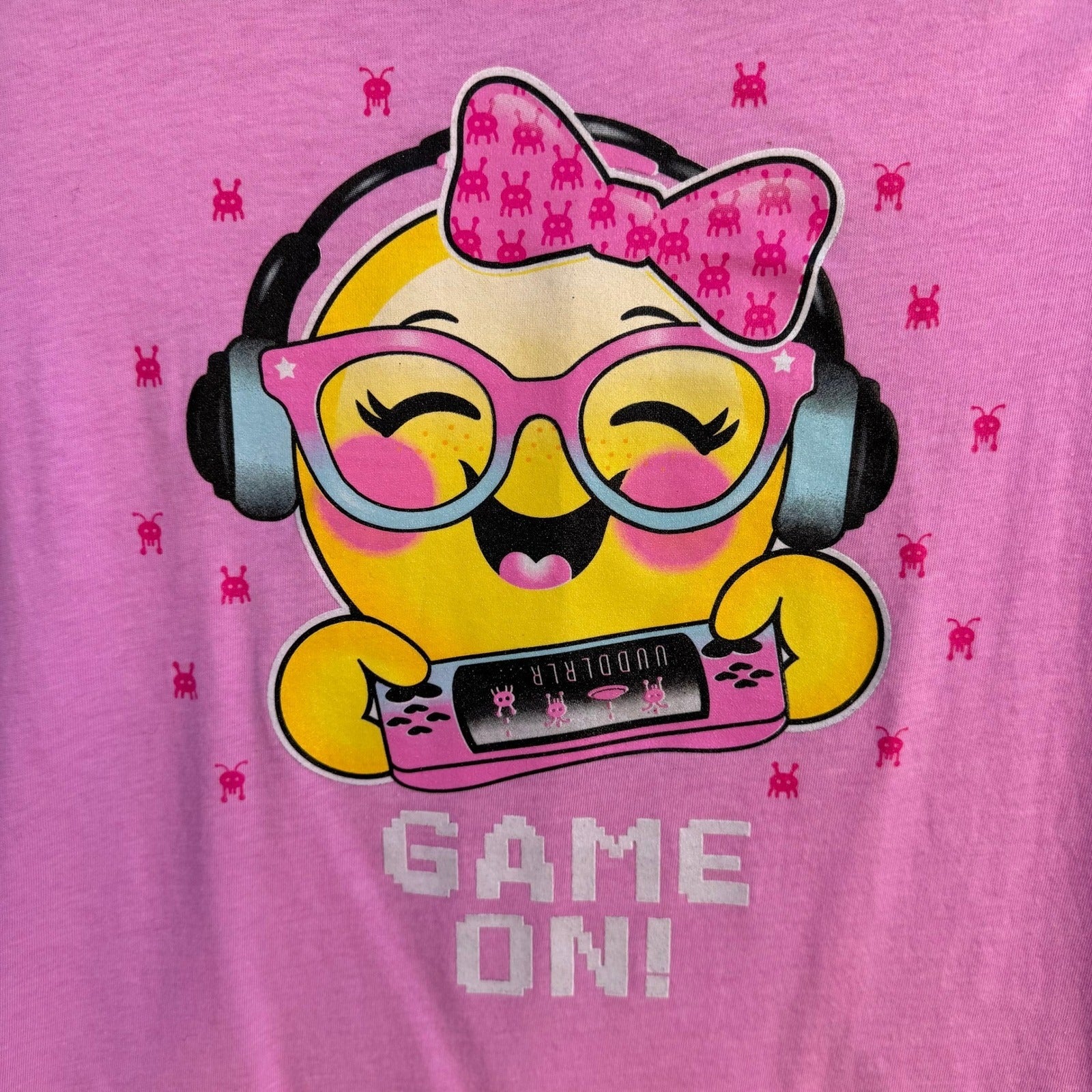 The Childrens Place Girls XXL 16 Pink Game On Gamer Emoji Graphic T-Shirt NEW