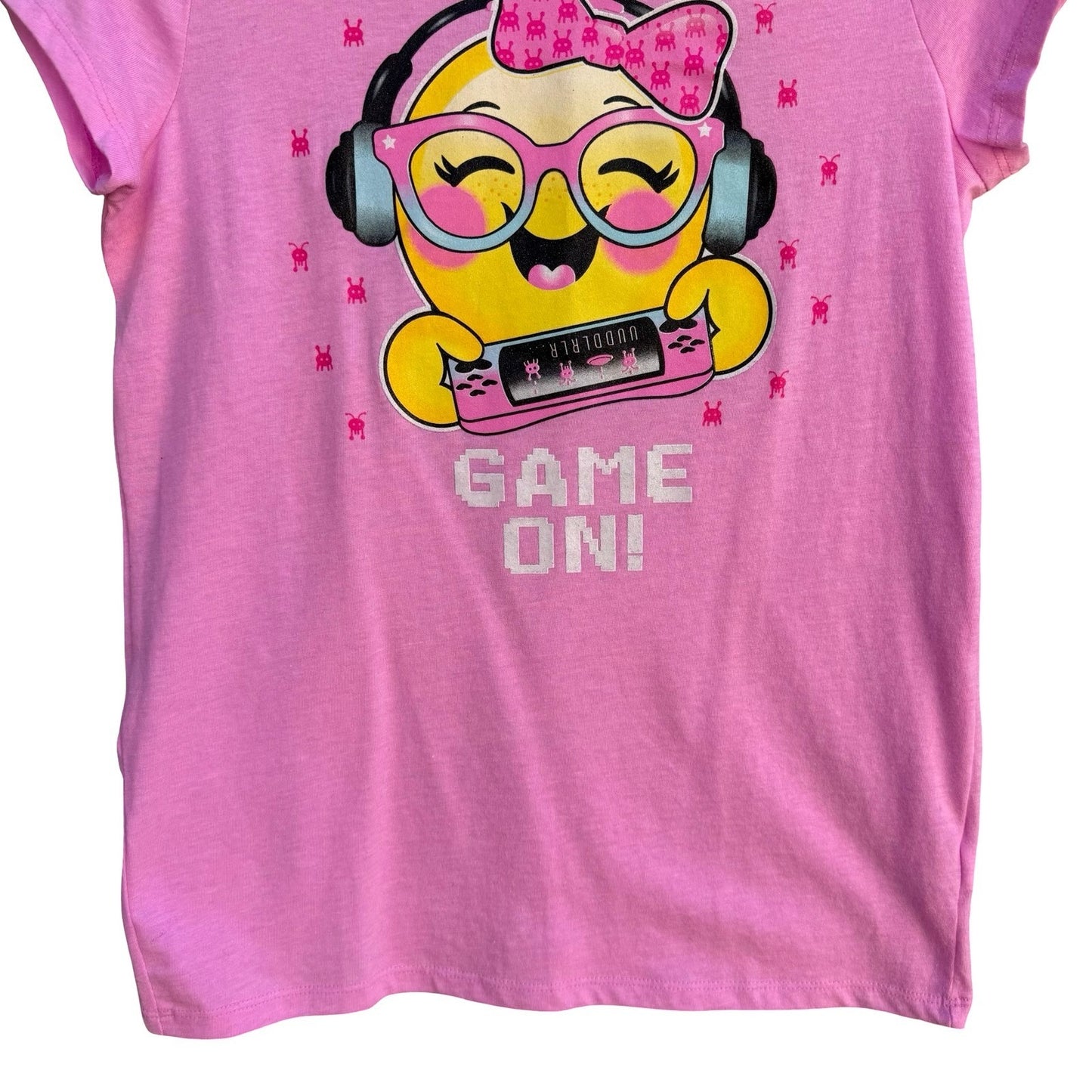 The Childrens Place Girls XXL 16 Pink Game On Gamer Emoji Graphic T-Shirt NEW