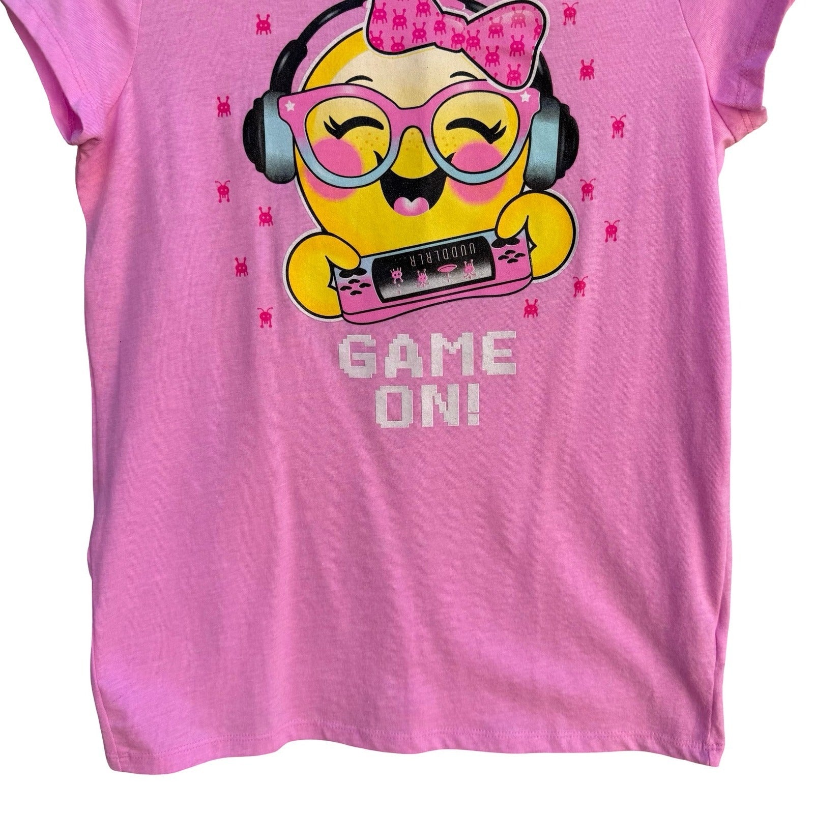 The Childrens Place Girls XXL 16 Pink Game On Gamer Emoji Graphic T-Shirt NEW