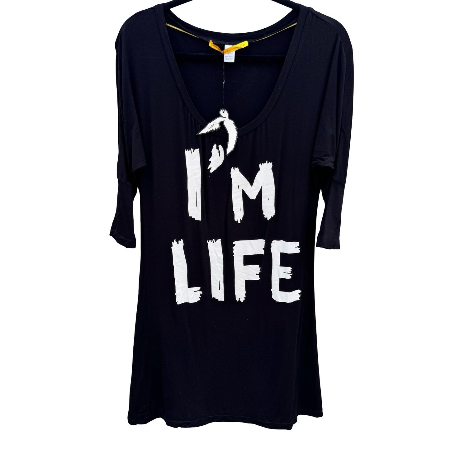 Catherine Malandrino Mary J Blige FFAWN I'M LIFE Graphic Tunic Top Black Medium