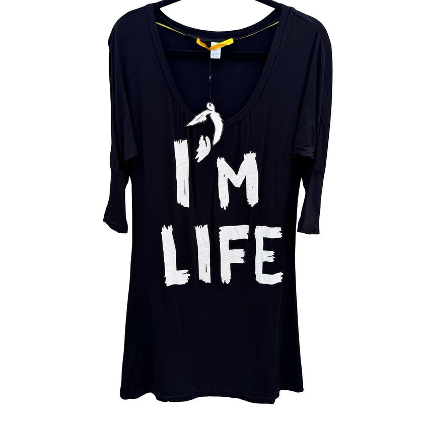 Catherine Malandrino Mary J Blige FFAWN I'M LIFE Graphic Tunic Top Black Medium