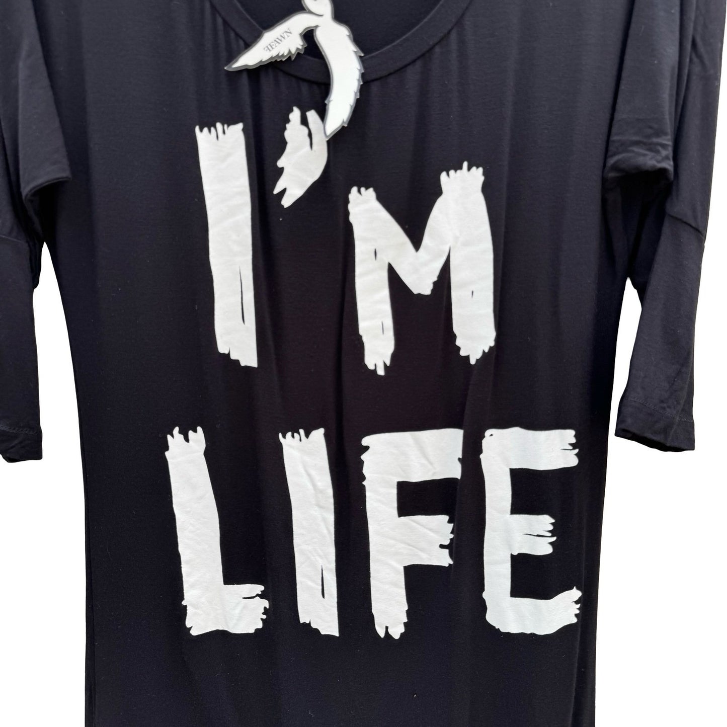 Catherine Malandrino Mary J Blige FFAWN I'M LIFE Graphic Tunic Top Black Medium