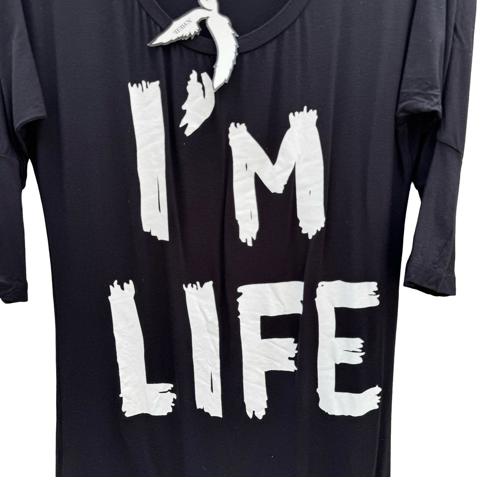 Catherine Malandrino Mary J Blige FFAWN I'M LIFE Graphic Tunic Top Black Medium