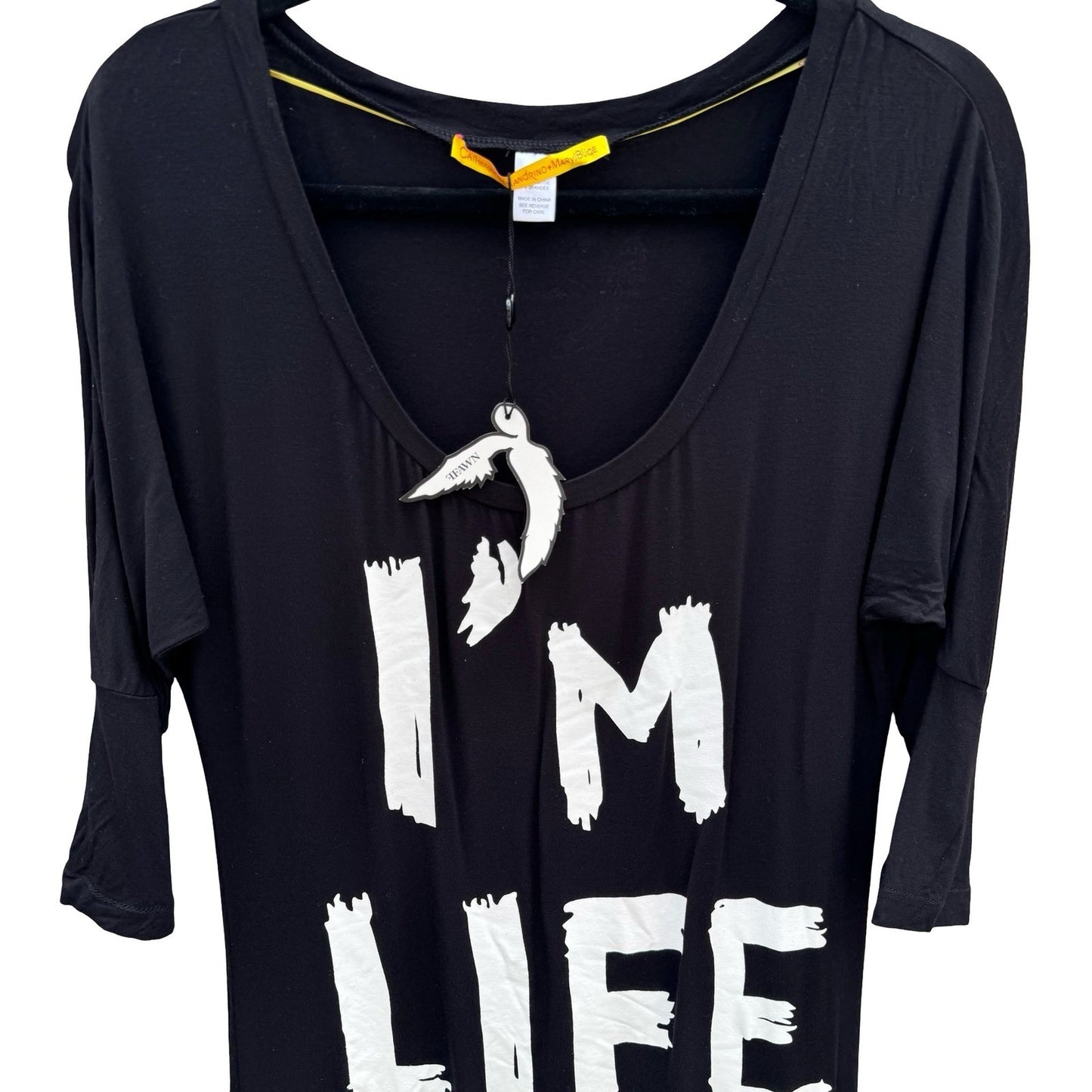 Catherine Malandrino Mary J Blige FFAWN I'M LIFE Graphic Tunic Top Black Medium