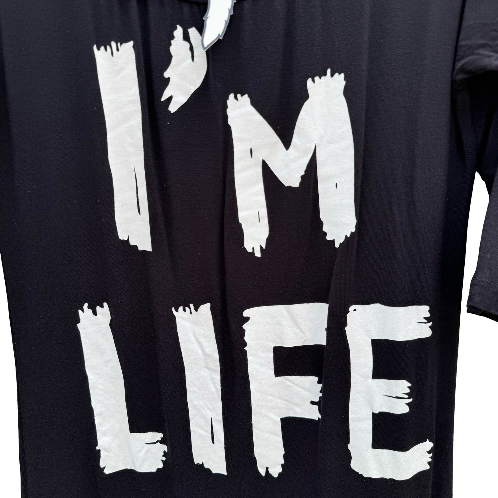 Catherine Malandrino Mary J Blige FFAWN I'M LIFE Graphic Tunic Top Black Medium