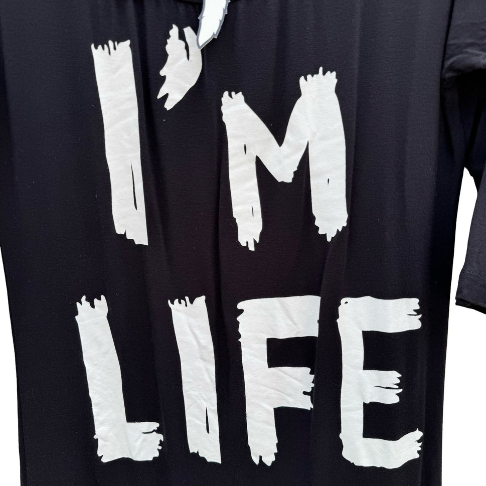 Catherine Malandrino Mary J Blige FFAWN I'M LIFE Graphic Tunic Top Black Medium