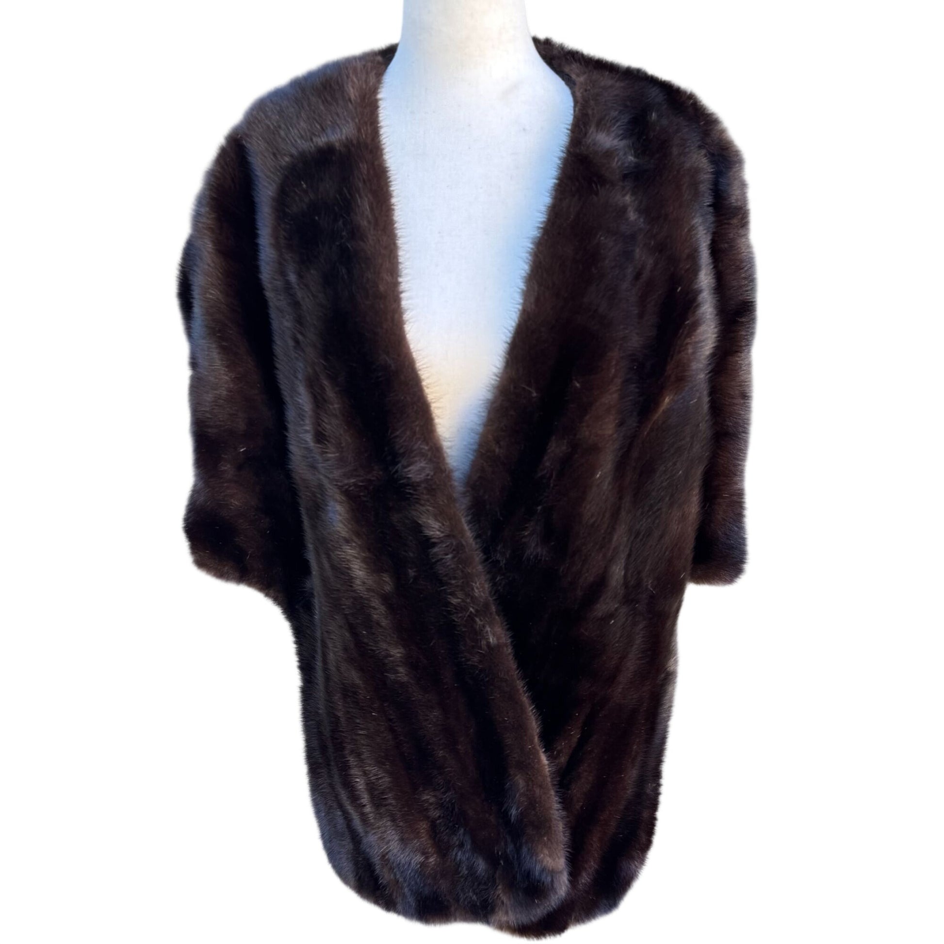 Robinsons California Vintage Brown Fur Stole Shawl Wrap Elegant Retro Fashion OS