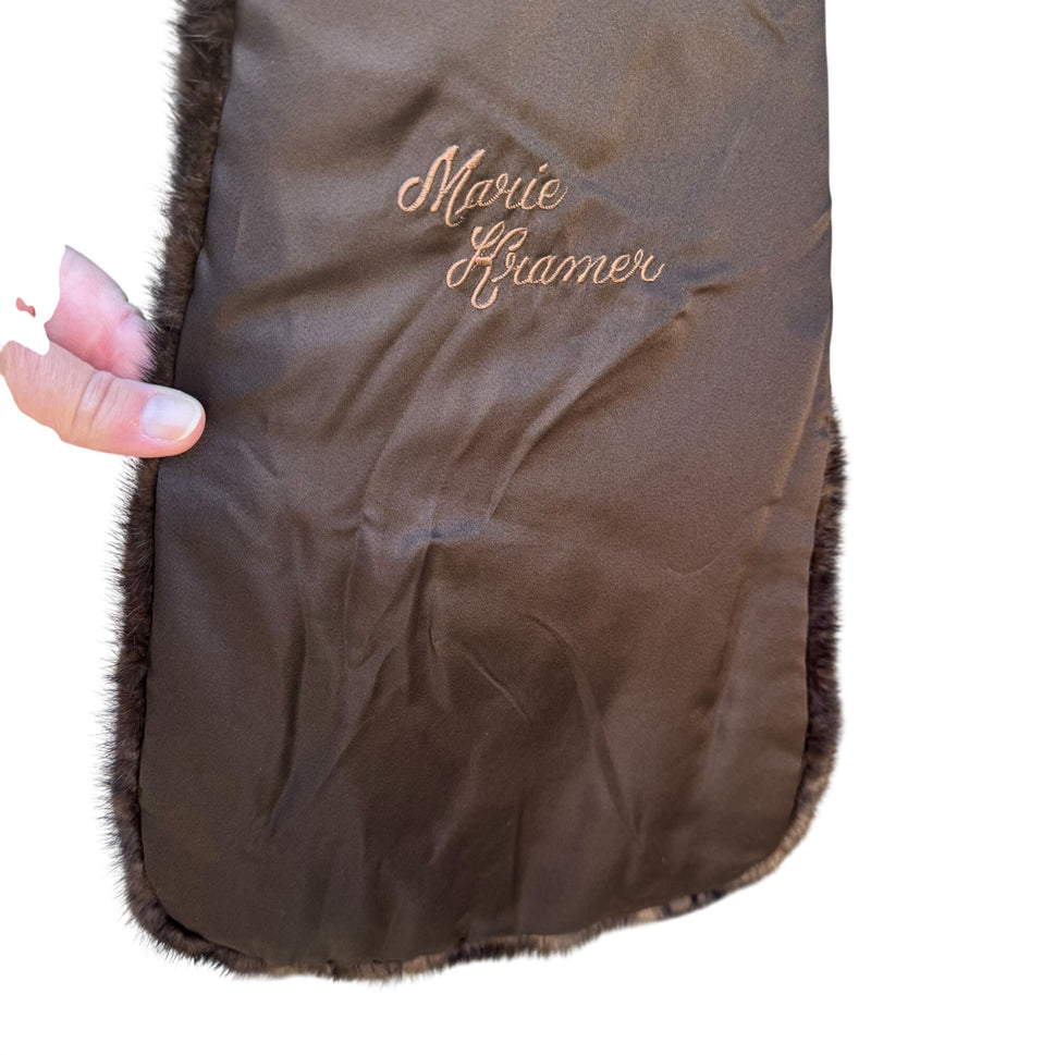 Robinsons California Vintage Brown Fur Stole Shawl Wrap Elegant Retro Fashion OS