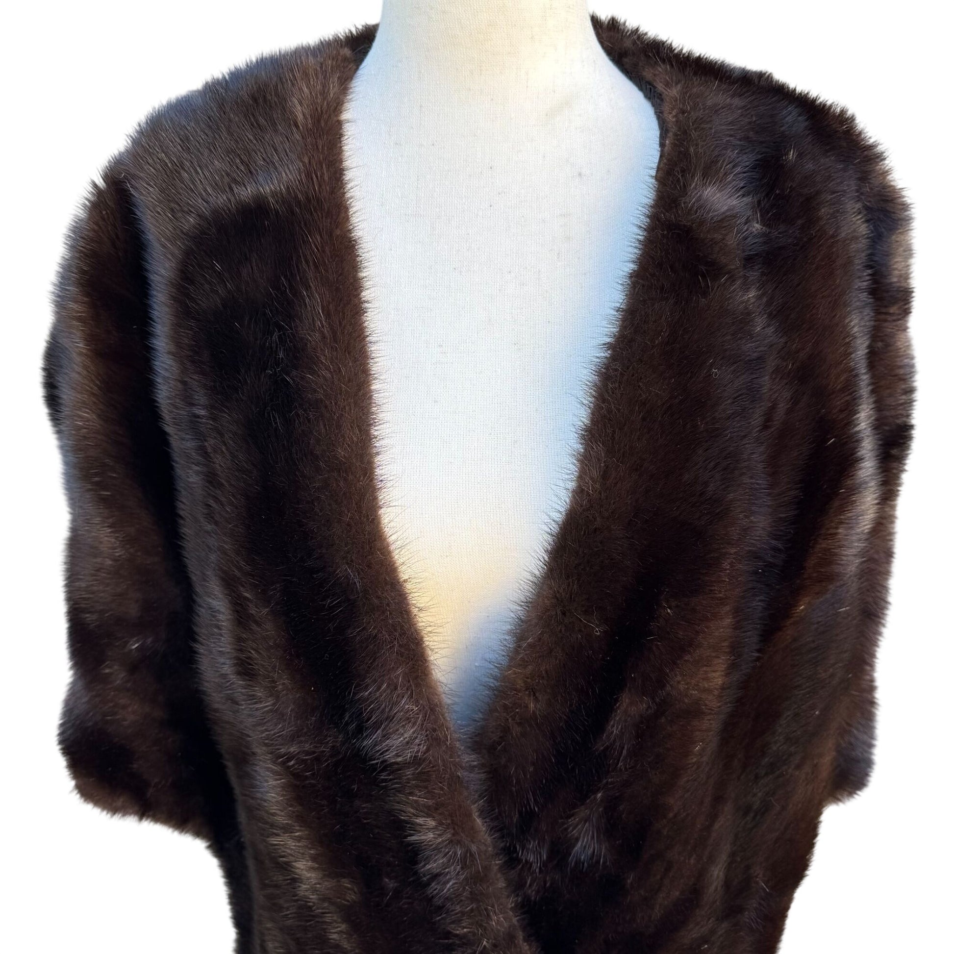 Robinsons California Vintage Brown Fur Stole Shawl Wrap Elegant Retro Fashion OS