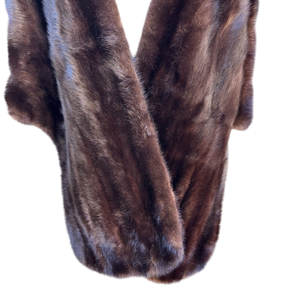 Robinsons California Vintage Brown Fur Stole Shawl Wrap Elegant Retro Fashion OS