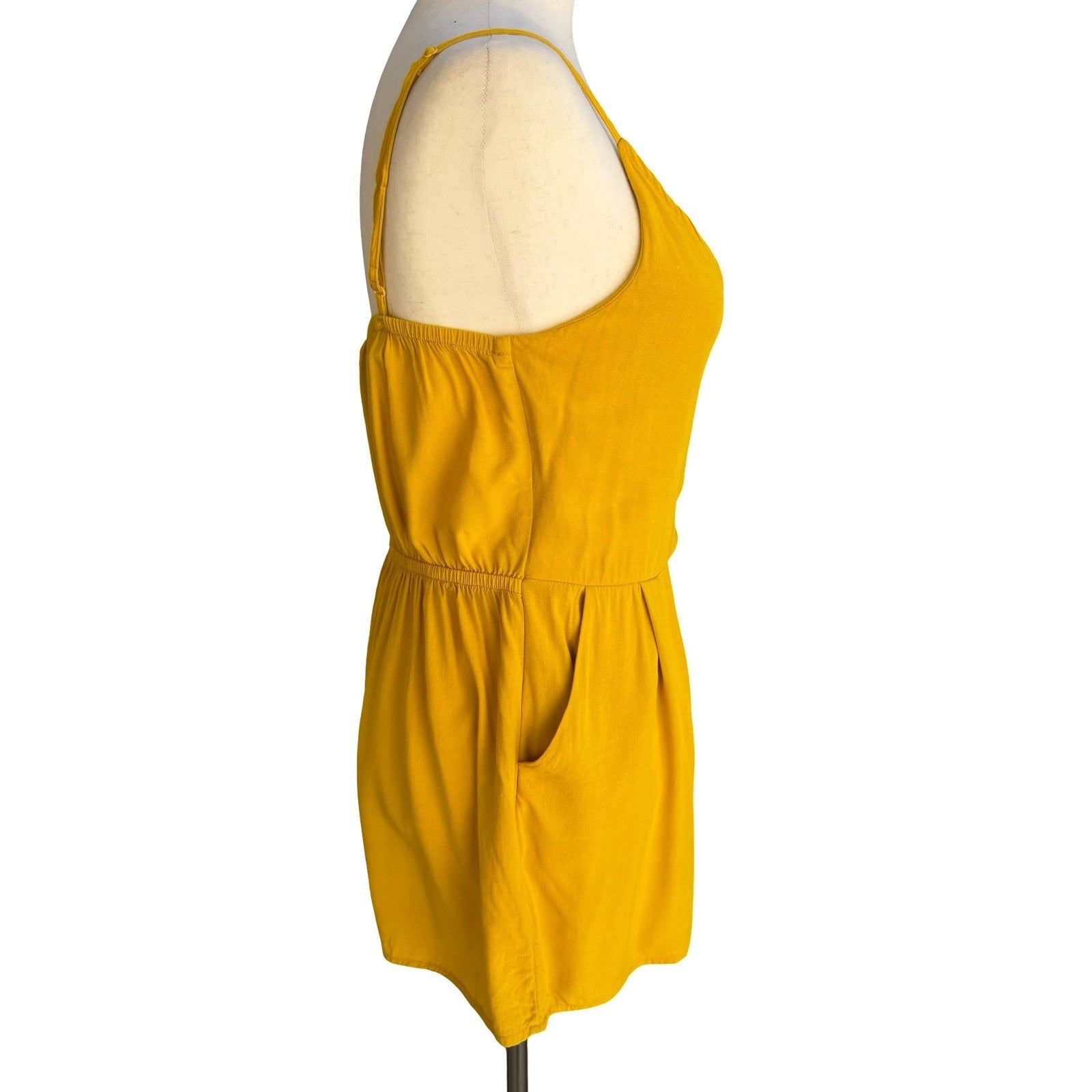 One Clothing Festival Boho Faux Wrap Romper Spaghetti Strap Sun Yellow Womens M