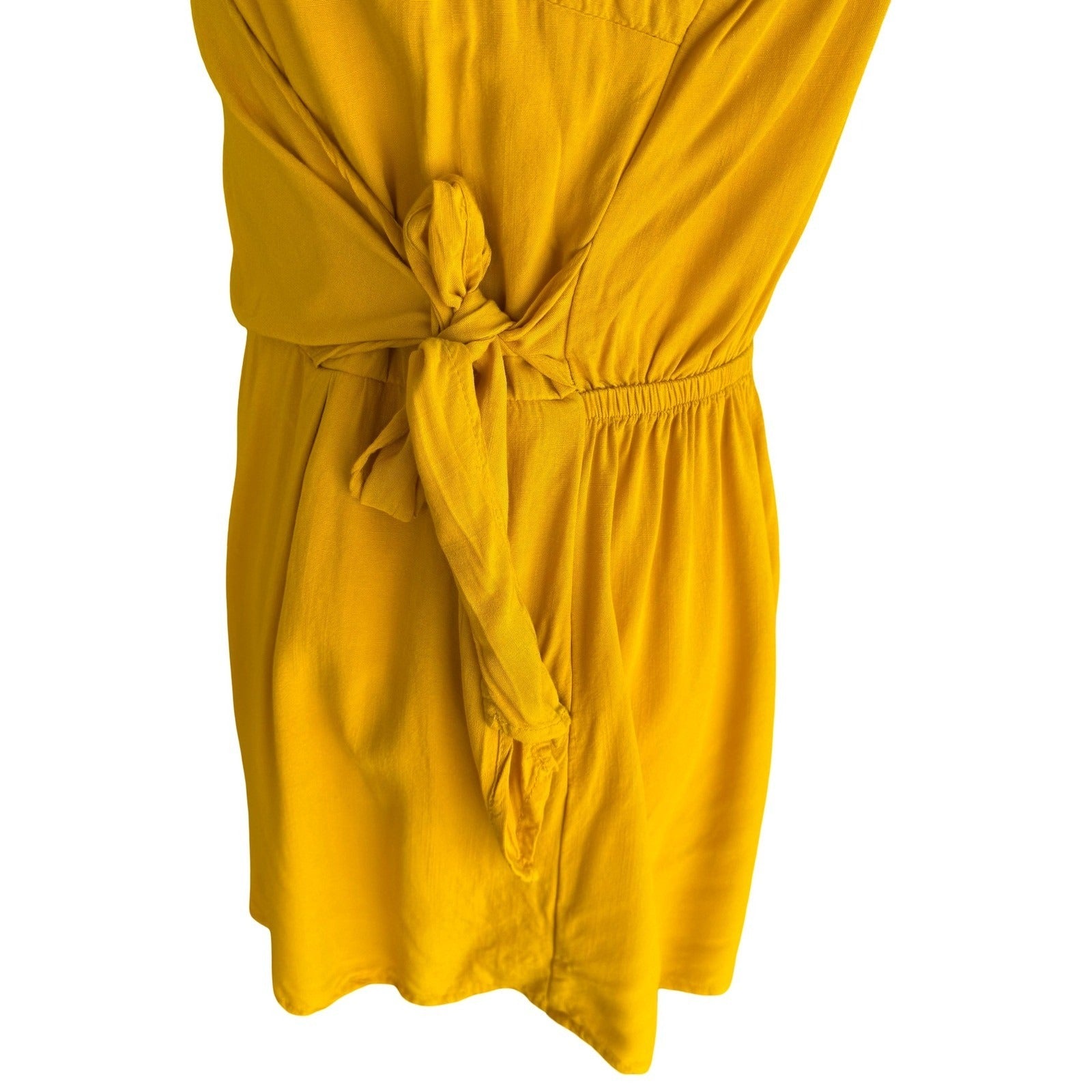 One Clothing Festival Boho Faux Wrap Romper Spaghetti Strap Sun Yellow Womens M