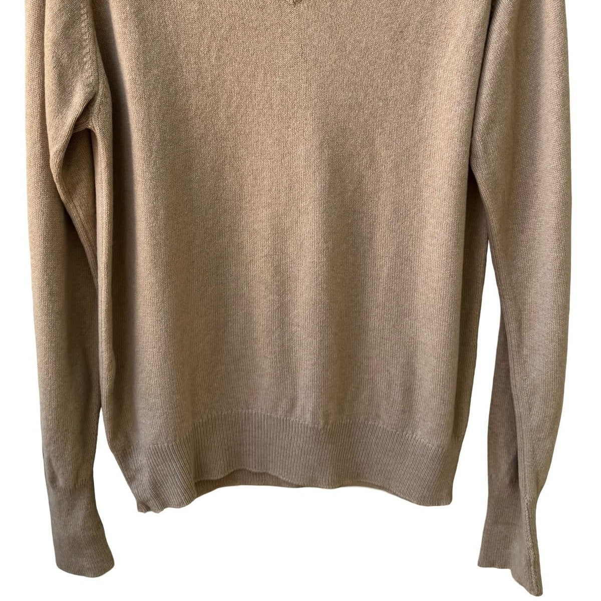 Ballantyne Vintage Scottish Cashmere Old Money Preppy V-Neck Sweater Mens Tan L