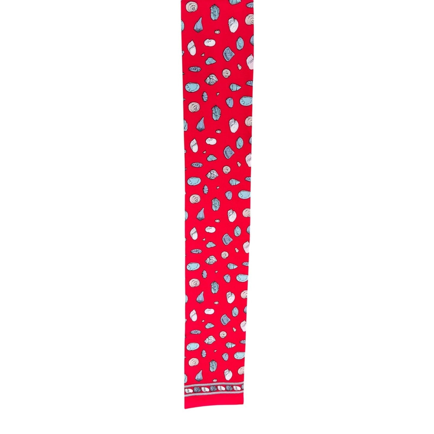 Ginnie Johansen Vintage 80s Red Silk Seashell Skinny Scarf NWT Made In Japan