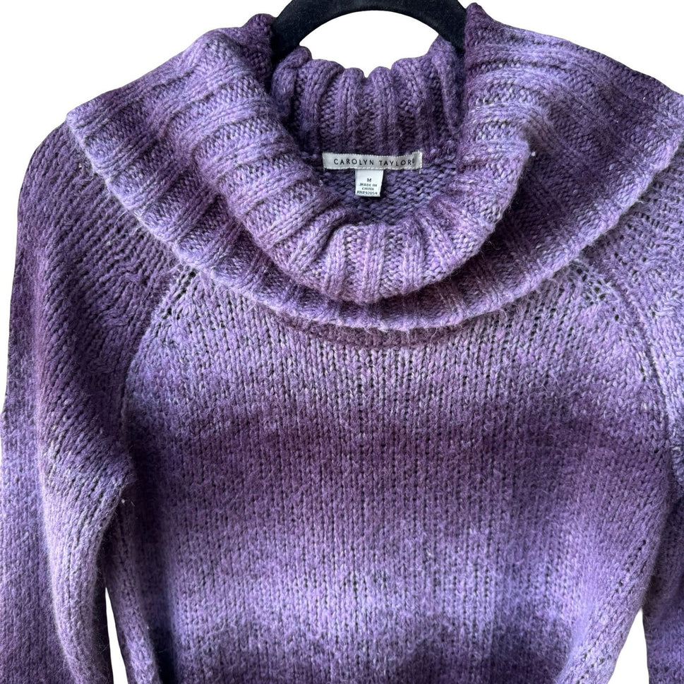Carolyn Taylor Whimsygoth Fairycore Boho Ombre Belted Cowl Neck Sweater Purple M