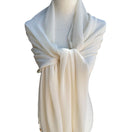 Switch Elegant Cream Semi Sheer Rectangle Beaded Fringe Boho Festival Shawl Wrap Scarf 2 image