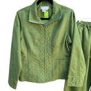 Switch Great Cavalier Vintage Deadstock Womens Faux Suede Green Zip Jacket &amp; Pants Set 2 image