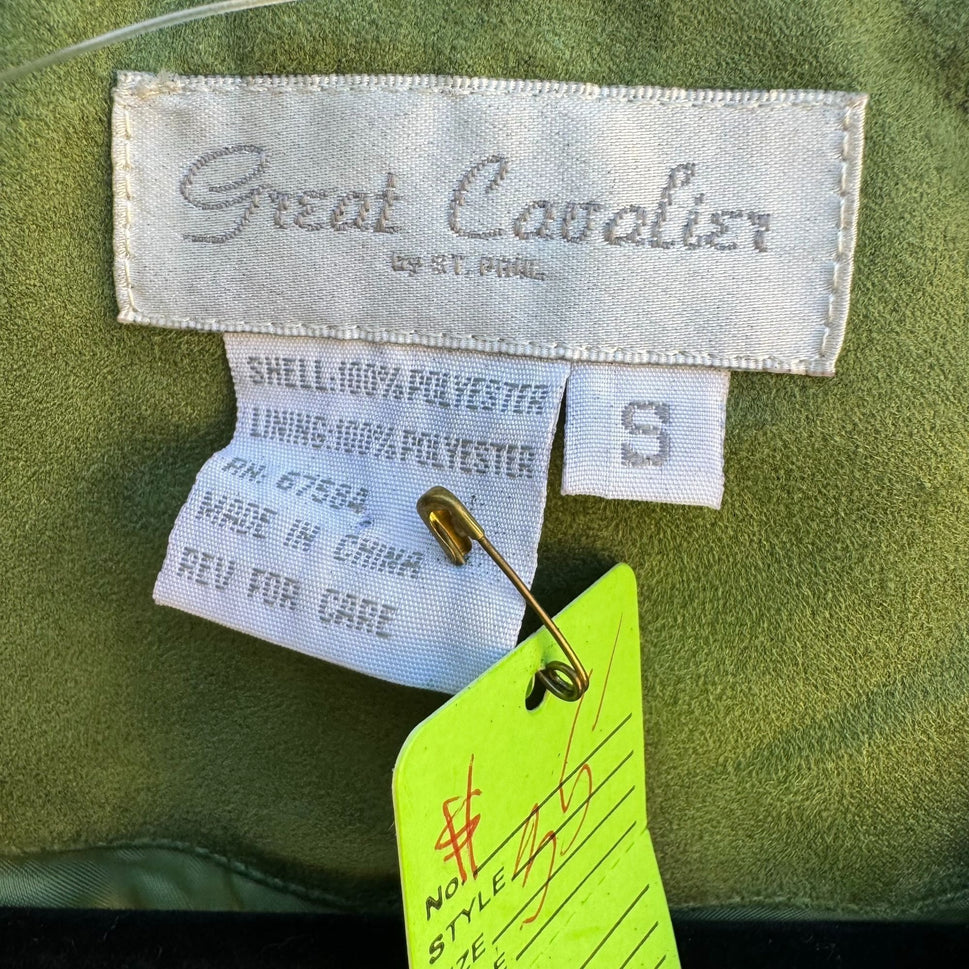 Great Cavalier Vintage Deadstock Womens Faux Suede Green Zip Jacket & Pants Set