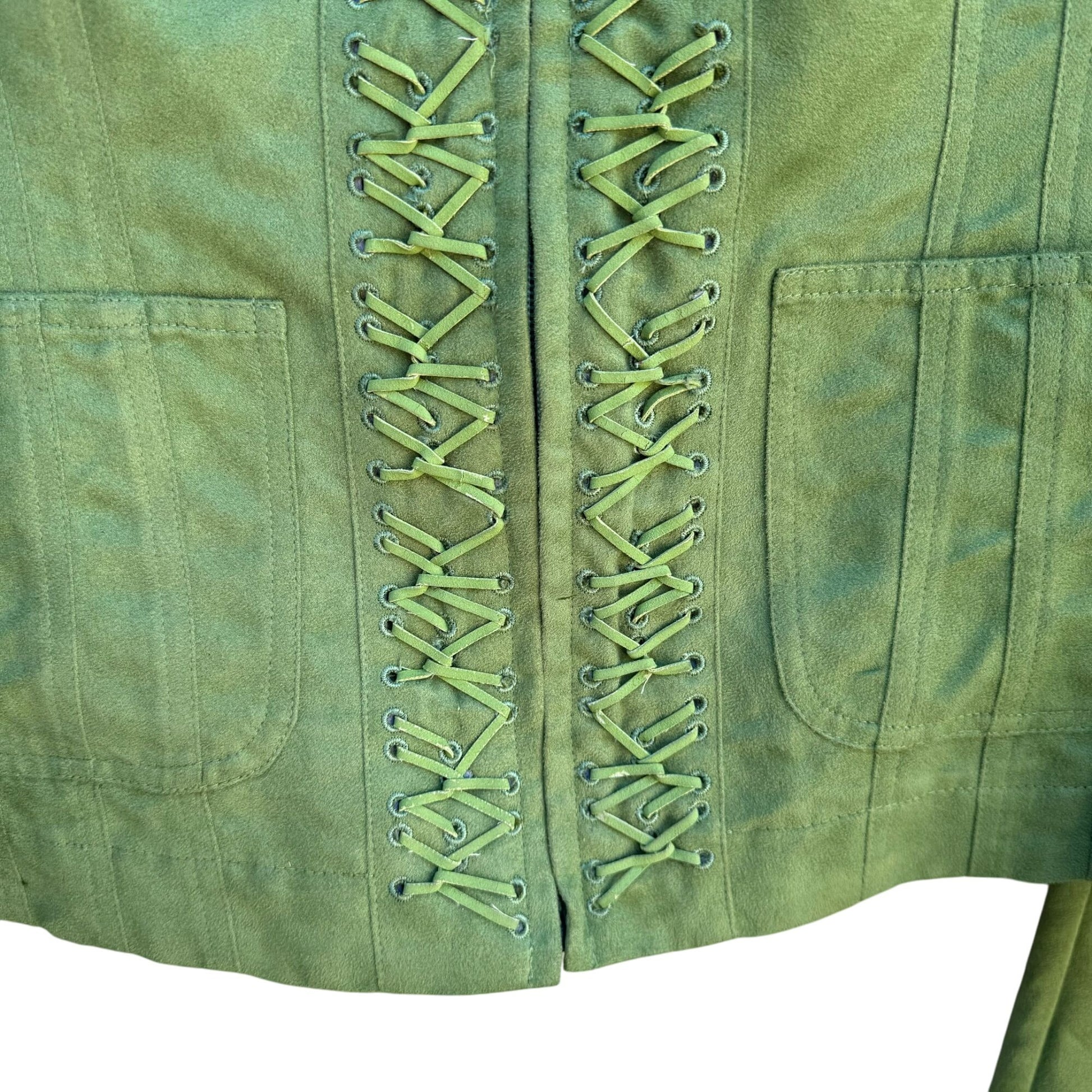 Great Cavalier Vintage Deadstock Womens Faux Suede Green Zip Jacket & Pants Set