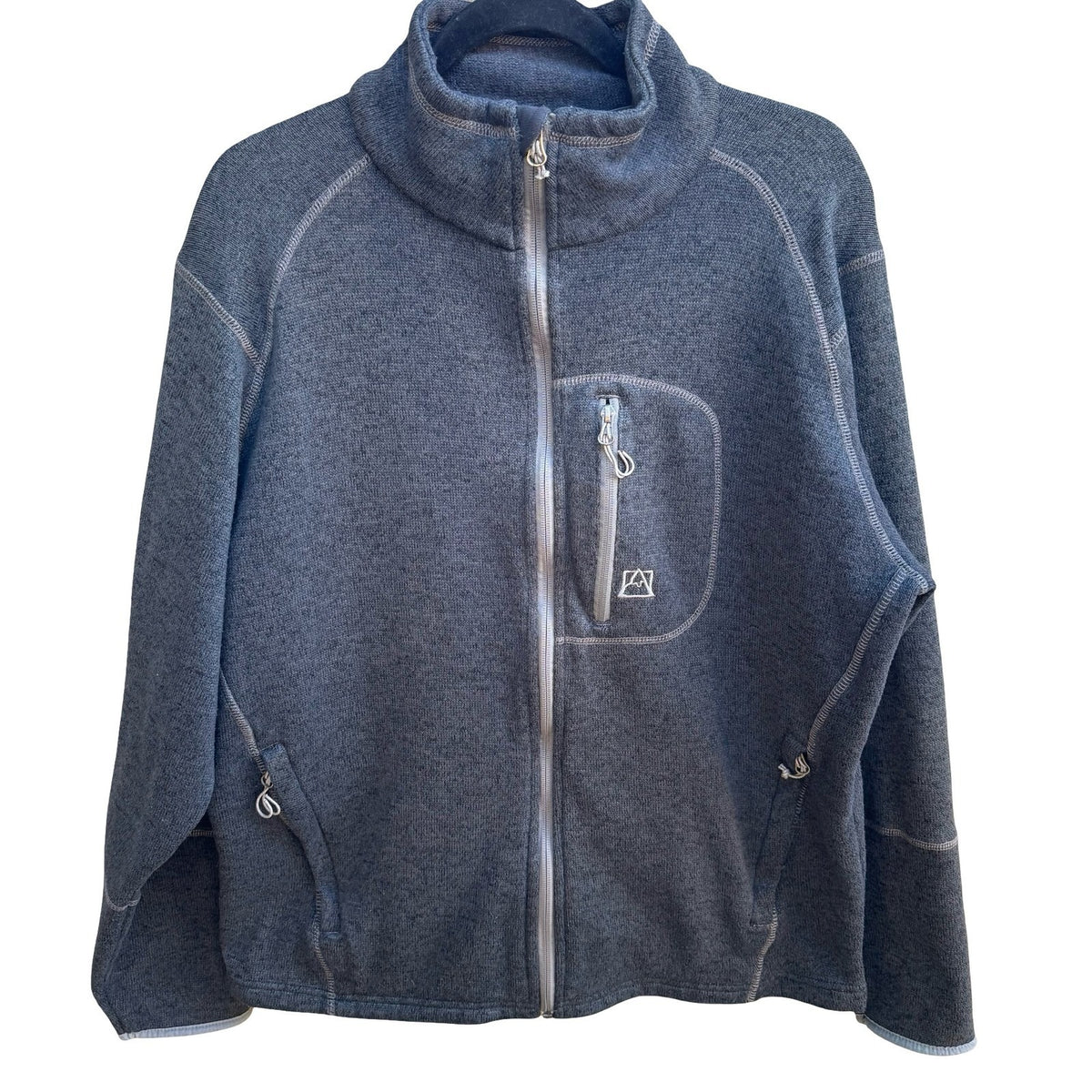 Avalanche Gorpcore Utility Zip Fleece Lined Sweater Knit Jacket Gray Mens XL