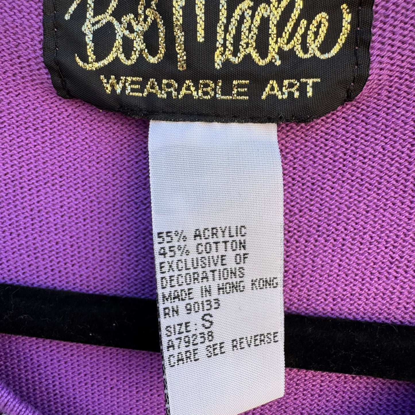 Bob Mackie Wearable Art Vintage Purple Beaded Dragonfly Cardigan Sweater New S