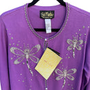 Switch Bob Mackie Wearable Art Vintage Purple Beaded Dragonfly Cardigan Sweater New S 3 image