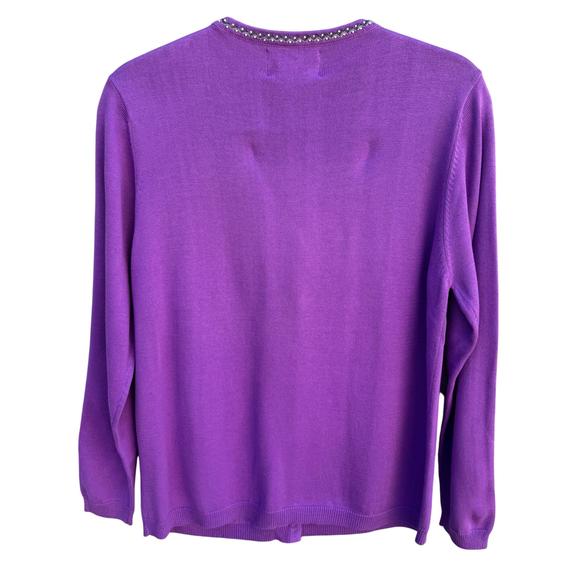 Bob Mackie Wearable Art Vintage Purple Beaded Dragonfly Cardigan Sweater New S