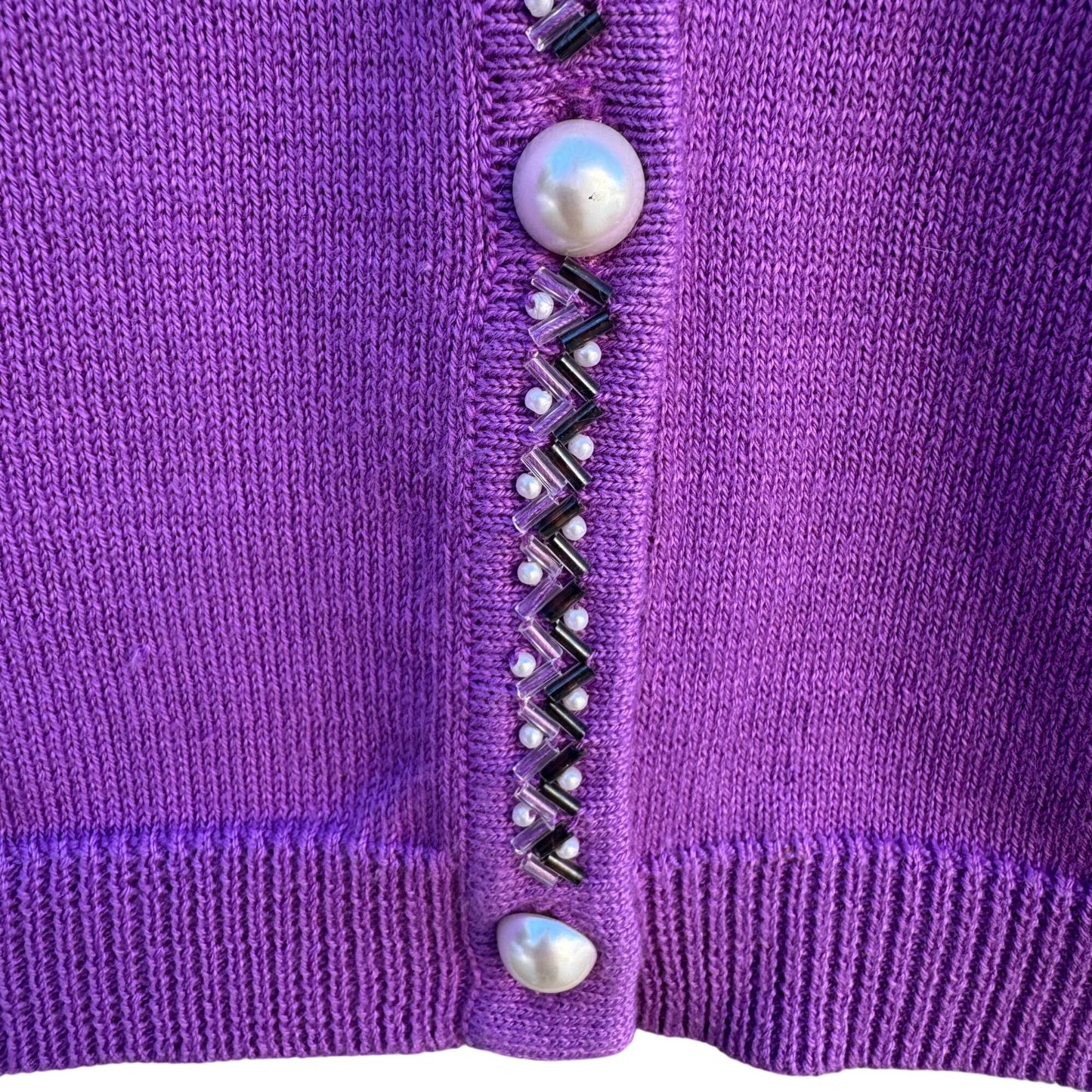 Bob Mackie Wearable Art Vintage Purple Beaded Dragonfly Cardigan Sweater New S