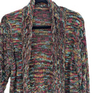 Switch Eclectic Boho Space Dye Open Front Knit Cardigan Shawl Collar Chevron Artsy L 2 image