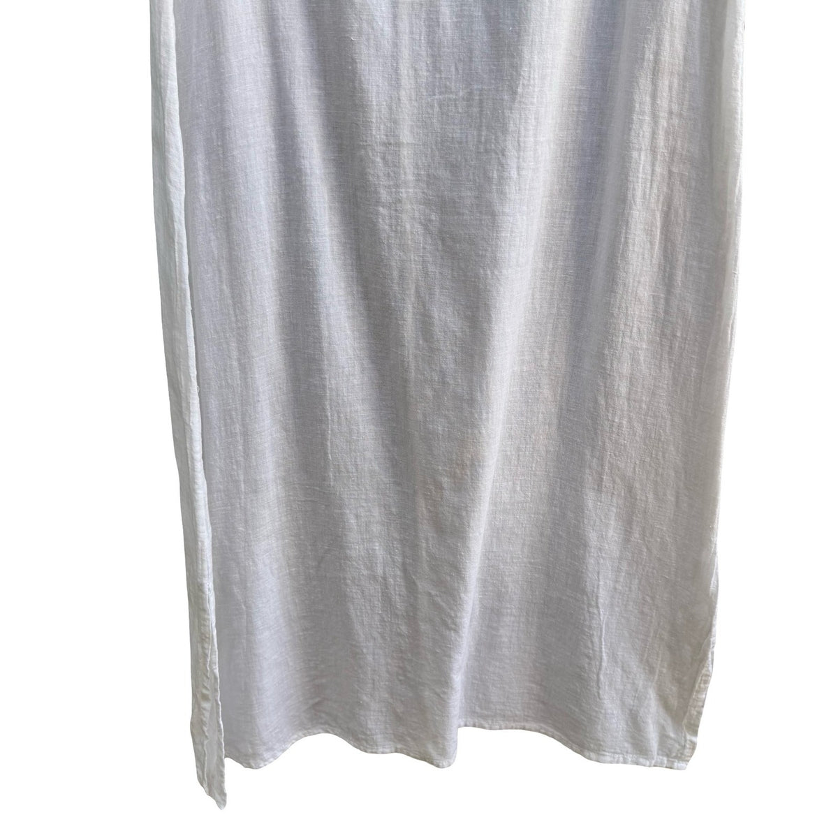 Minimalist Coastal Lagenlook Beachy Linen Spaghetti Strap Slip Dress White M