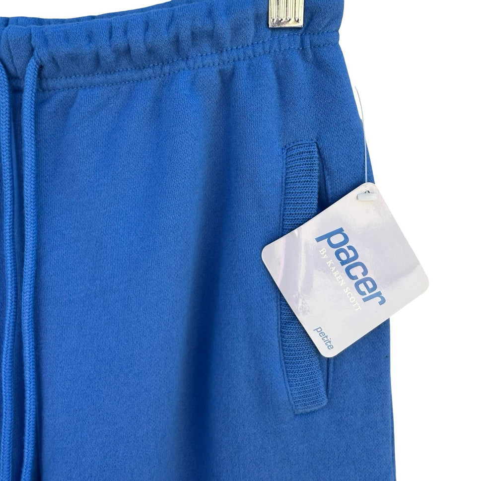 Pacer by Karen Scott Blue Fleece Sweatsuit Set Crewneck Sweatpants Womens PS NEW