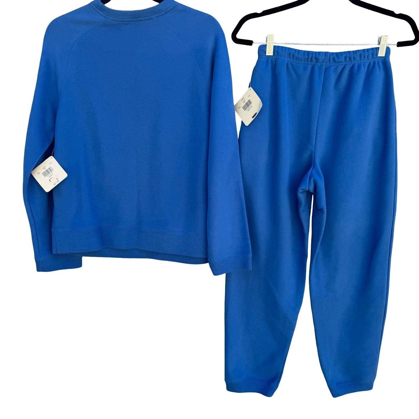 Pacer by Karen Scott Blue Fleece Sweatsuit Set Crewneck Sweatpants Womens PS NEW