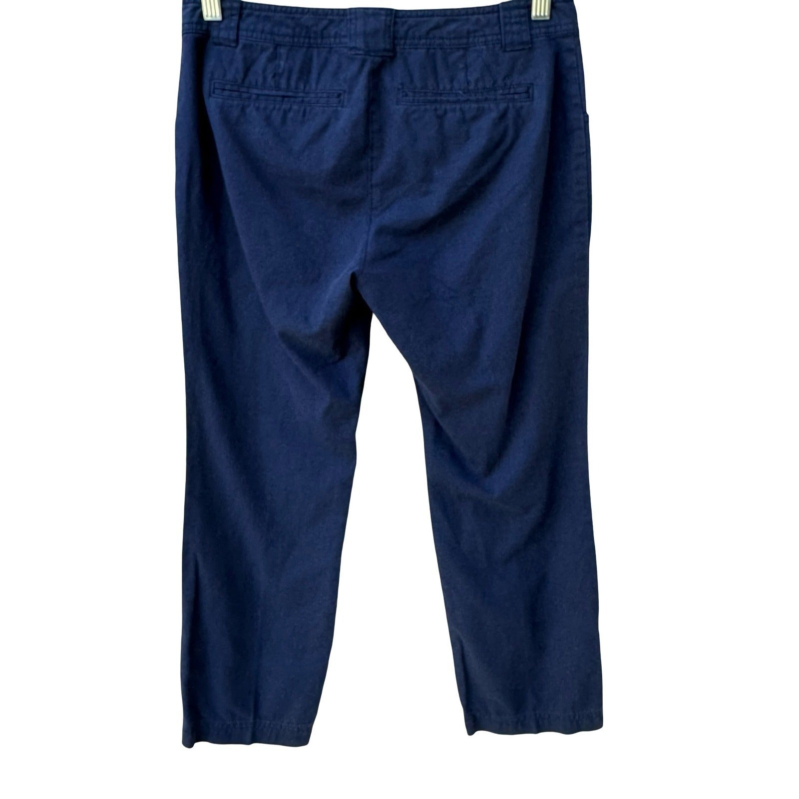 New York & Company Navy Blue Linen Cotton Utility Straight Leg Pants Womens 2